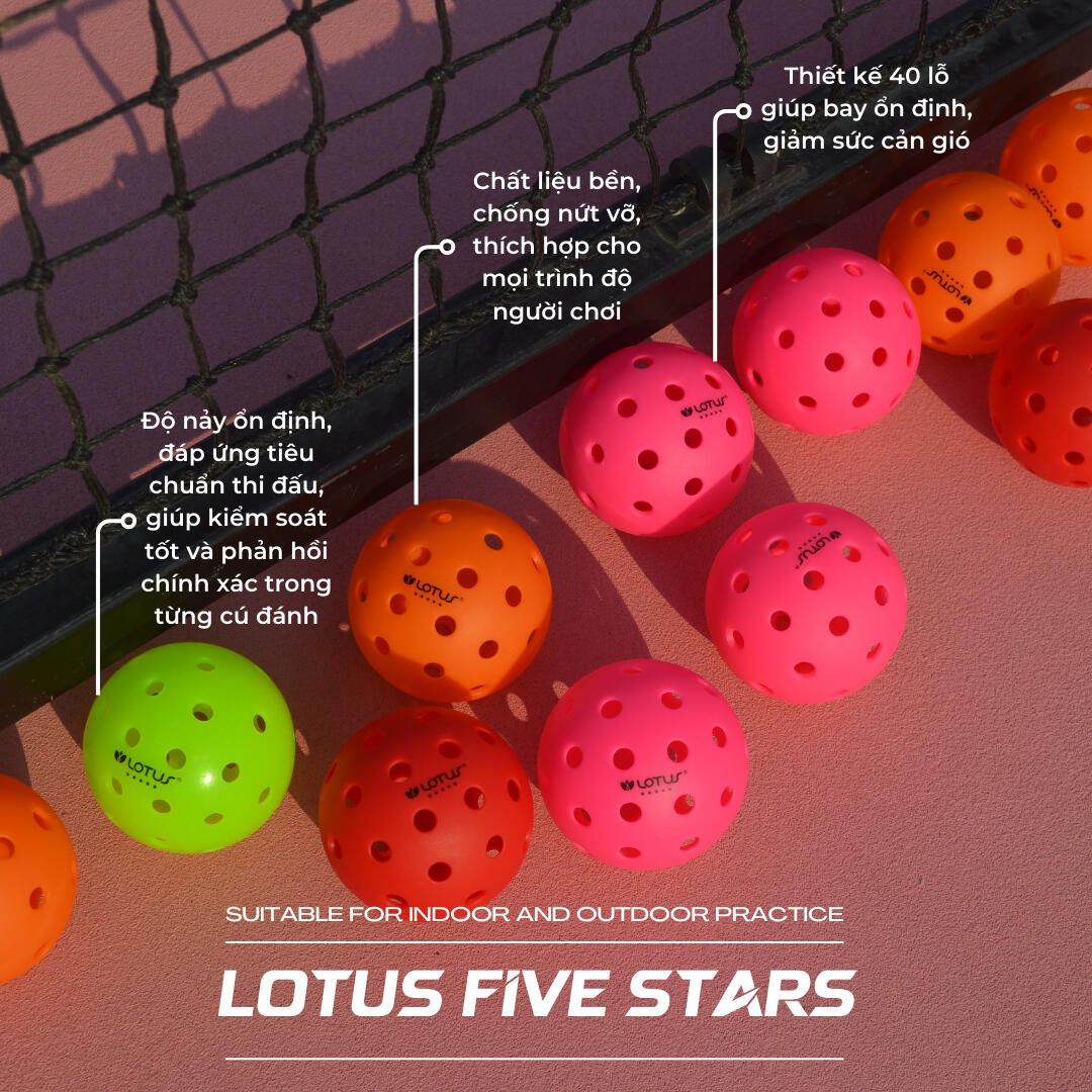 Bóng Pickleball Lotus Hồng 40 Lỗ - Bóng Tập Luyện