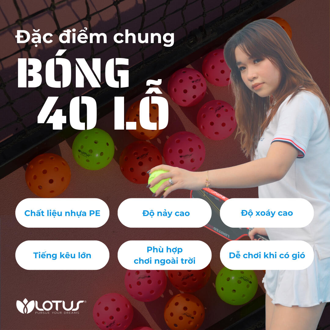 Bóng Pickleball Lotus Hồng 40 Lỗ - Bóng Tập Luyện