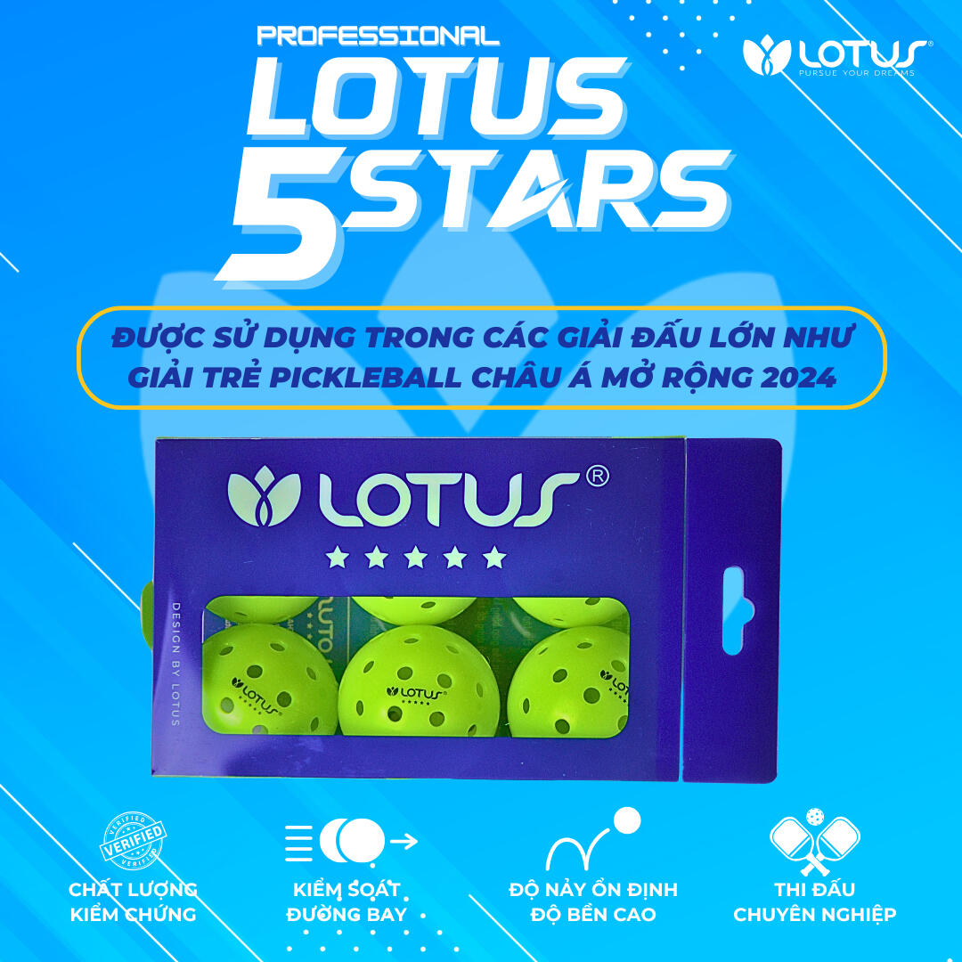 Bóng Pickleball Lotus 5 Sao Mặt Nhám - Bóng Thi Đấu